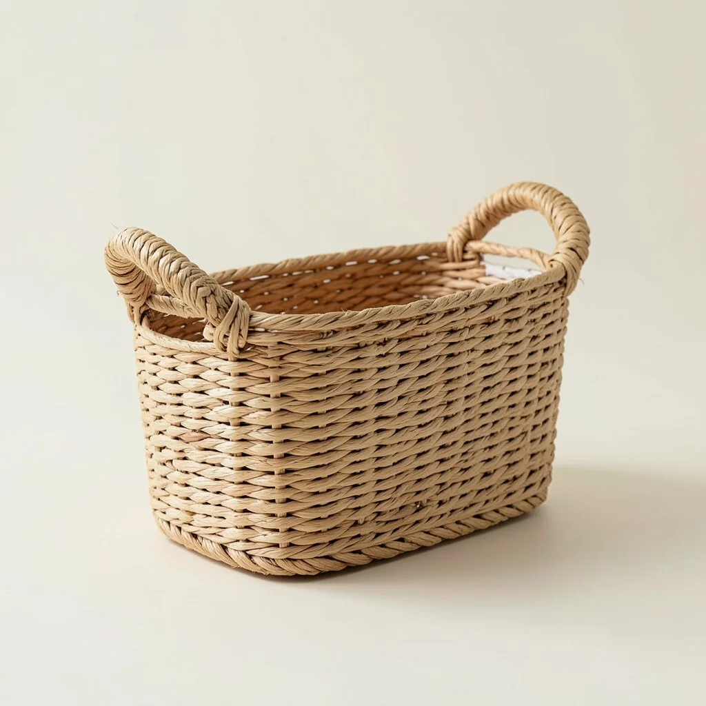 Handwoven cane basket from the Kaarigar workshop